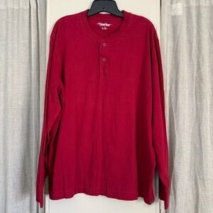 Eddie Bauer Long Sleeve 100% Cotton Henley | XL | Red Legend Wash